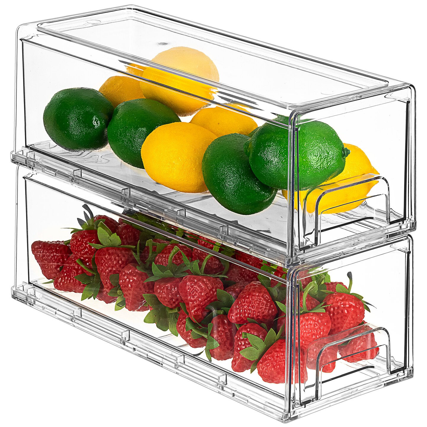 Sorbus Clear Stackable Pull-Out Refrigerator Organizer Bins - Food Storage Containers for Kitchen, Pantry, Freezer, & Fridge Organization and Storage (2 Pack | Small)