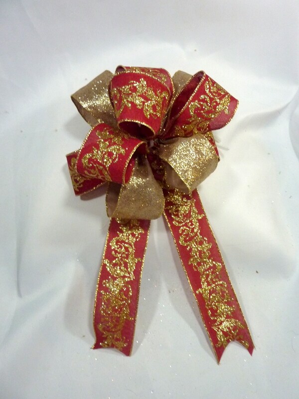 Red and Gold wreath bow