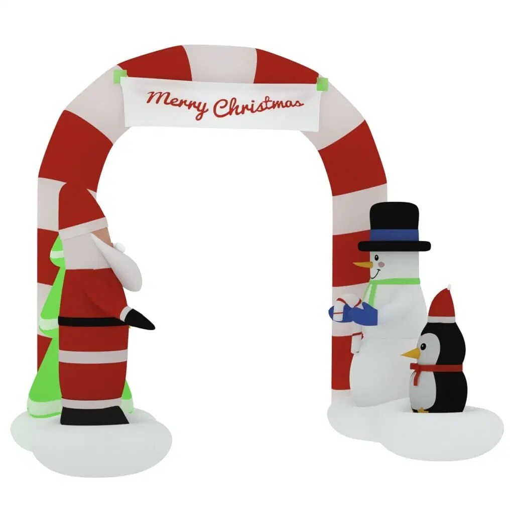 8.5ft Christmas Inflatable Santa & Snowman Arch Gate with LED Lights