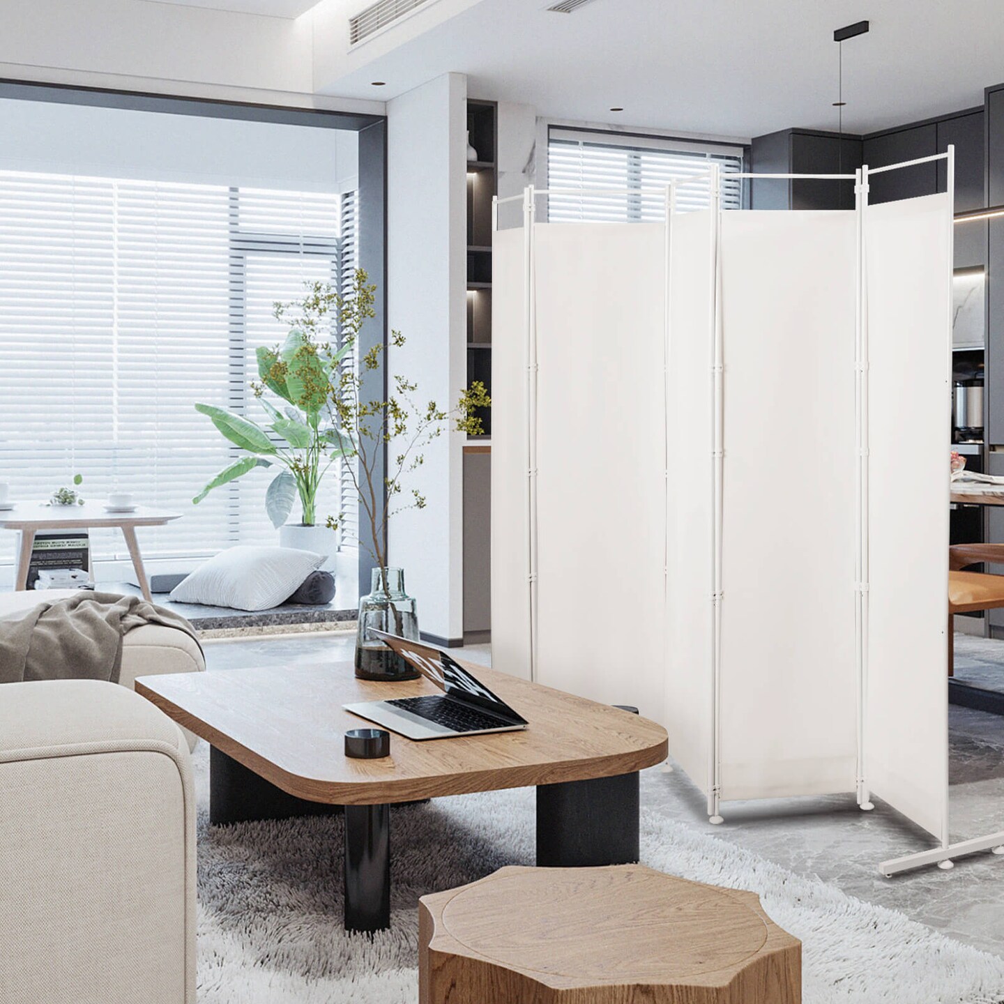 6-Panel Room Divider Folding Privacy Screen