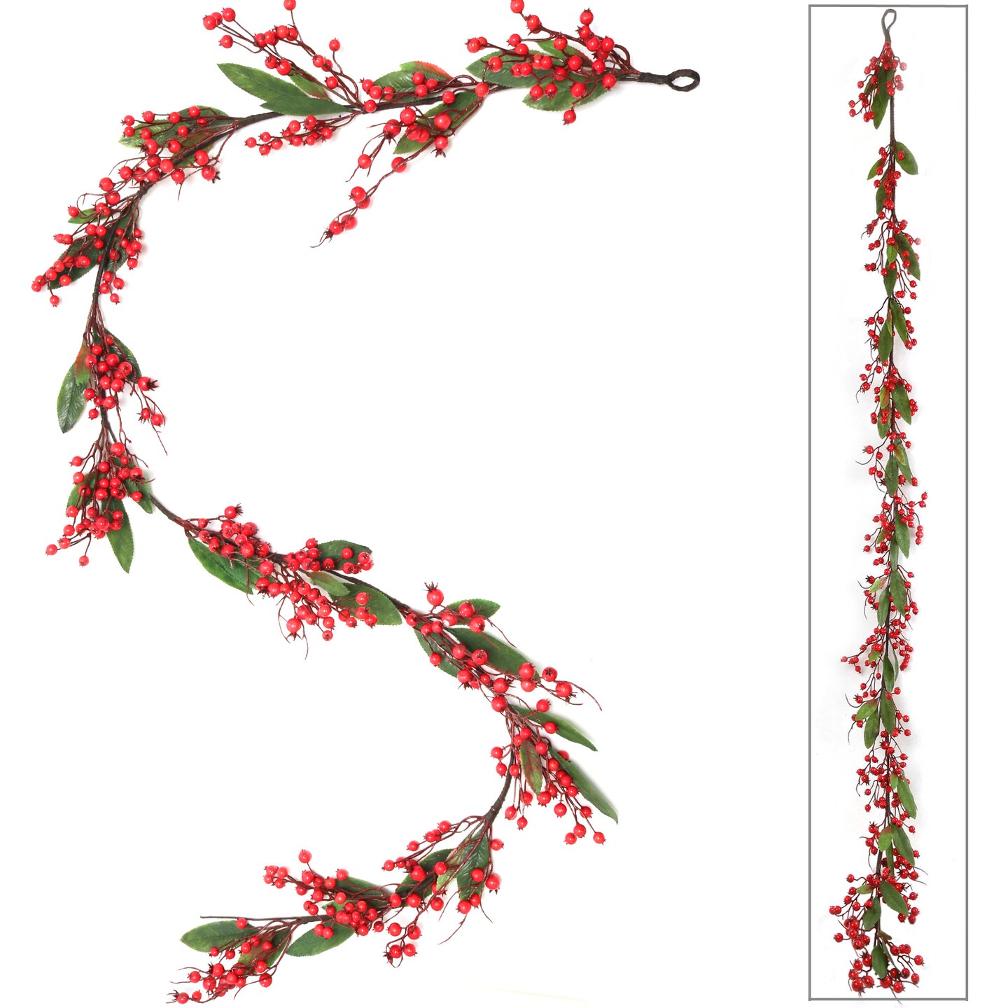 Red Berry Garland: 6-Foot, Realistic Berries &#x26; Leaves by Floral Home&#xAE;