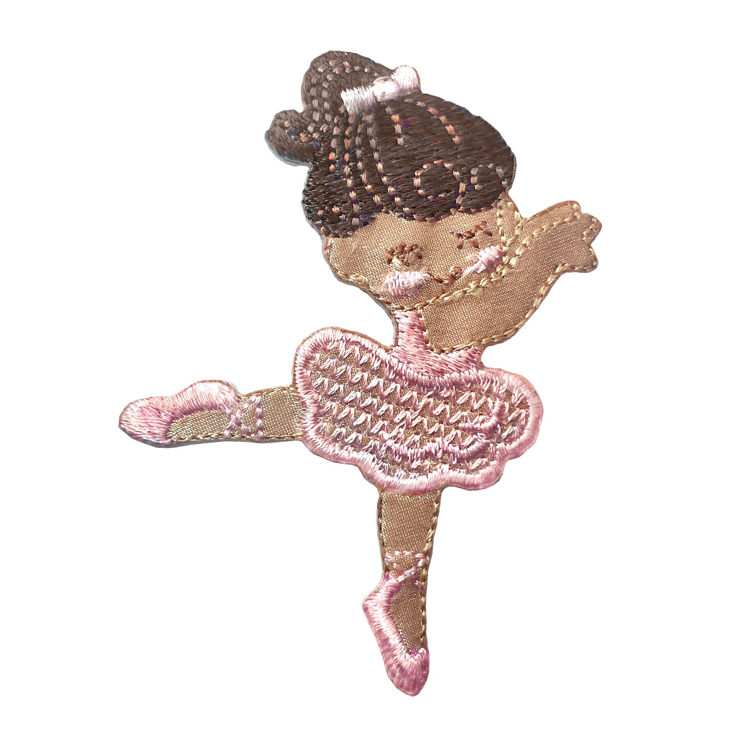 Ballerina Girl, Pink Dress, Brown Hair, Ballet, POC, Embroidered, Iron on Patch