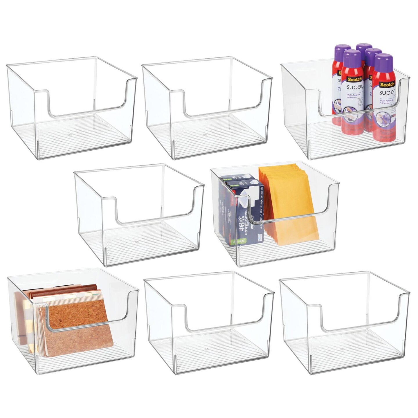 mDesign Office Plastic Storage Organizer Bin with Open Dip Front