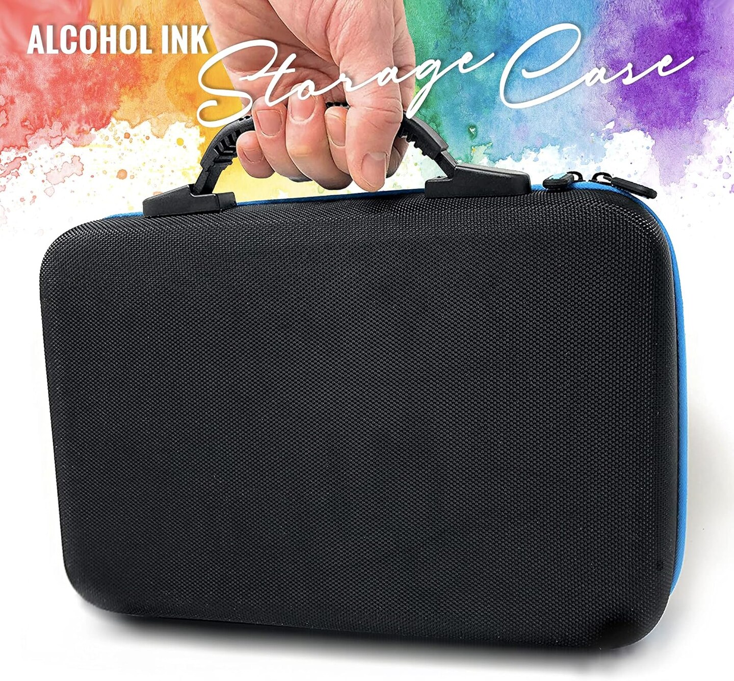 Alcohol Ink Storage Carrying Case Organizer by Pixiss, Large Size Stores 60x 0.5-Ounce Bottles of Alcohol Ink, Stickles, Glossy Accents or Reinkers, Travel Case (Ink not Included)