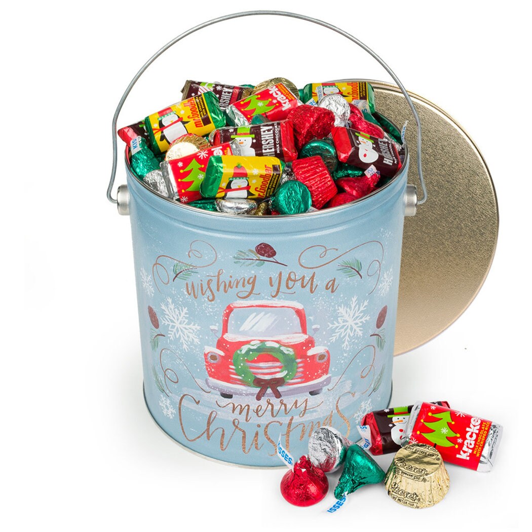 255 pcs Christmas Gift Tin with Hershey&#x27;s Holiday Chocolate Candy Mix (3.7 lb)