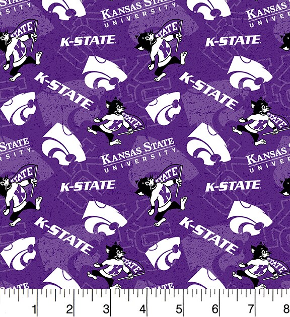 Sykel Enterprises-Kansas State University Cotton Fabric-Kansas State Wildcats Tone On Tone Cotton Quilting Fabric