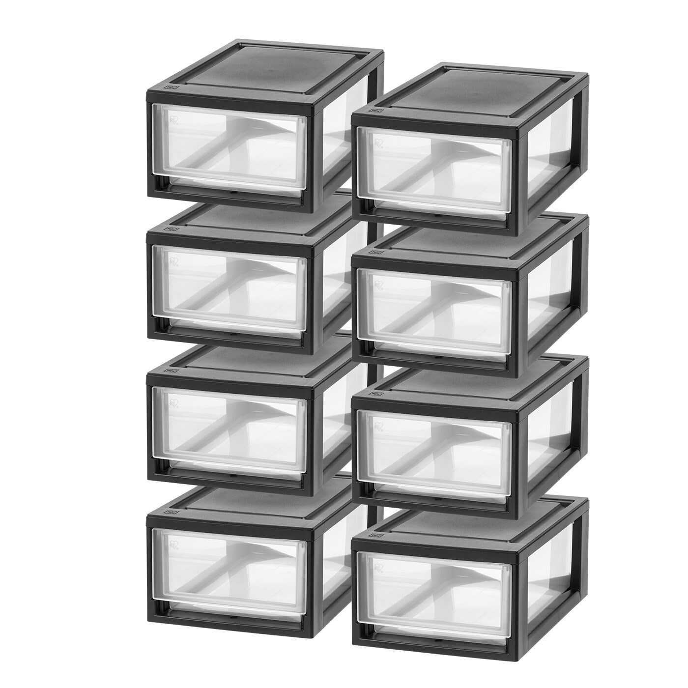 IRIS USA 8Pack 6qt Small Modular Plastic Stacking Drawers, Black