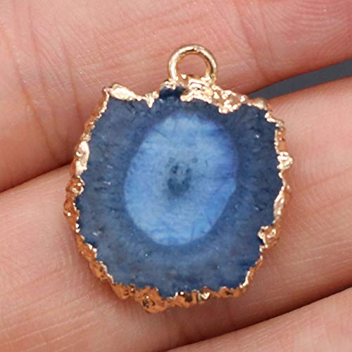 5 Pieces Natural Agate Sheet Pendants Irregular Round Mixed Color Gemstone Stone Pendants Charms Pendants for Necklace Bracelet Jewelry Making