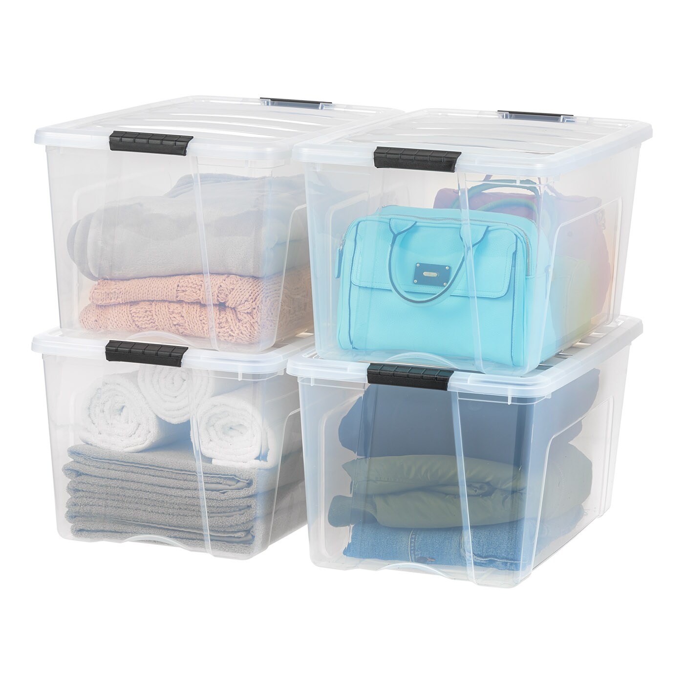 IRIS USA 72 Quart Stackable Plastic Storage Bins with Lids and Latching ...