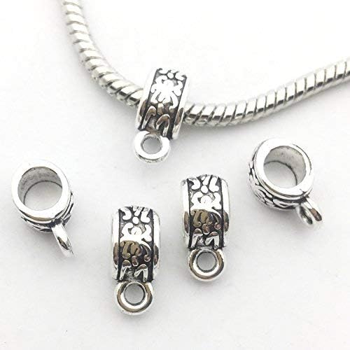 125 Pieces Mixed Antique Tibetan Silver Bail Tube Beads,Spacer Bead,Bail Beads,Bead Hanger Fit Charm European Bracelet Pendant (M079)