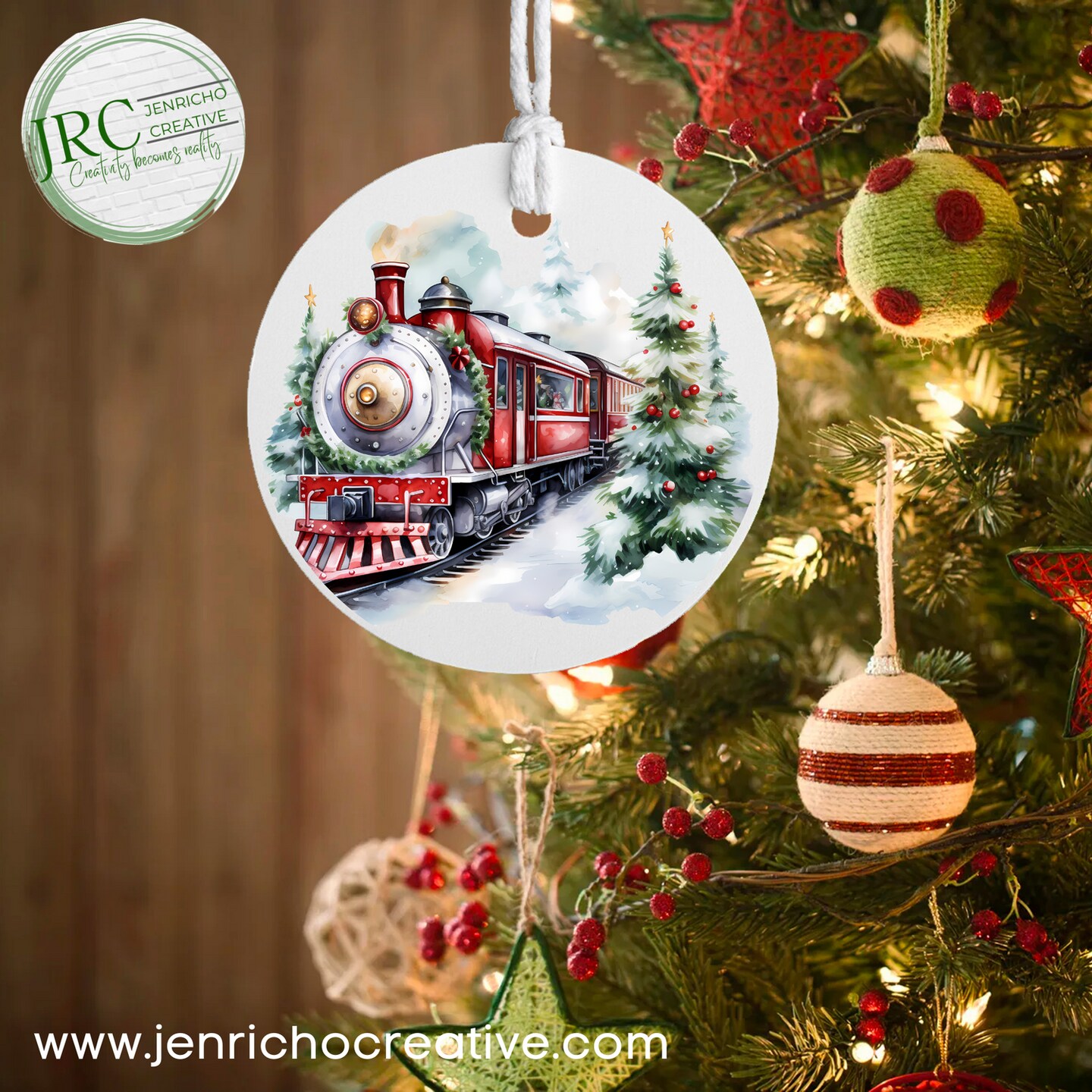 Christmas decorations train store set