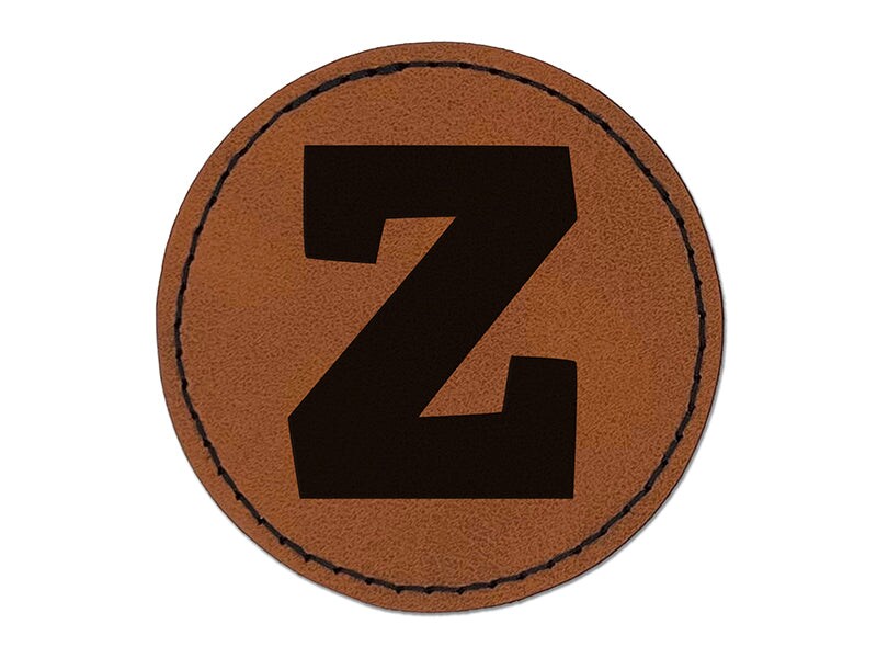 Letter Z Uppercase Fun Bold Font Round Iron-On Engraved Faux Leather ...