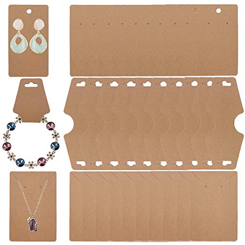 Femtindo 150 Pack Earring Cards for Jewelry Packaging DIY Earrings Holder  Display Card with Bag for Studs Selling (Brown(Earring Card), 5x6.5cm)