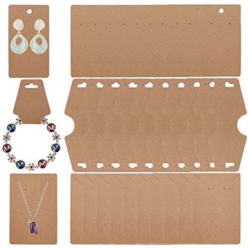 150 Pieces Earring Cards Necklace Cards Bracelet Cards Earring Holder Cards Necklace Display Cards Kraft Paper Tags for Jewelry Display