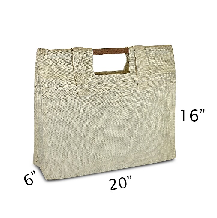 Parker Bar Handle Jute Tote Bag Knitting Essential