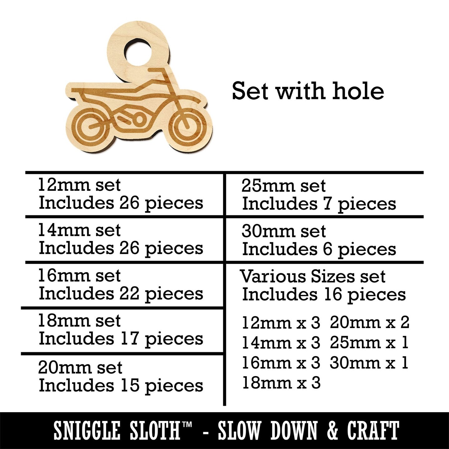 Dirt Bike Off-road Motorcycle Vehicle Mini Wood Shape Charms Jewelry DIY Craft