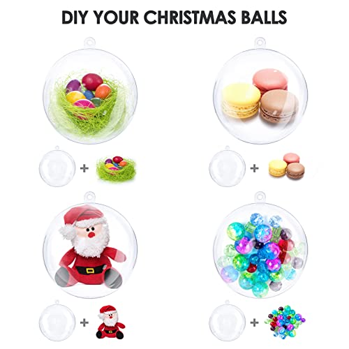20 Pack DIY Ornament Clear Fillable Baubles Craft Christmas Decorations Tree Ball for New Years Present Holiday Wedding Party Home Decor Bath Bomb (3.15&#x201D;)
