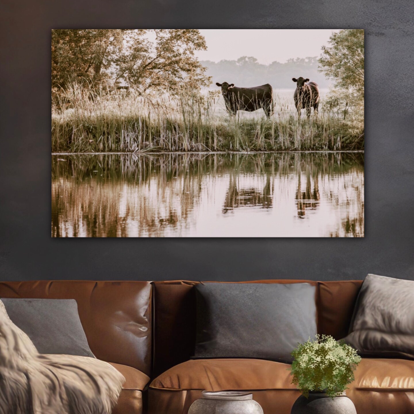 Angus cattle, cow canvas wall art, large canvas print, western decor ...