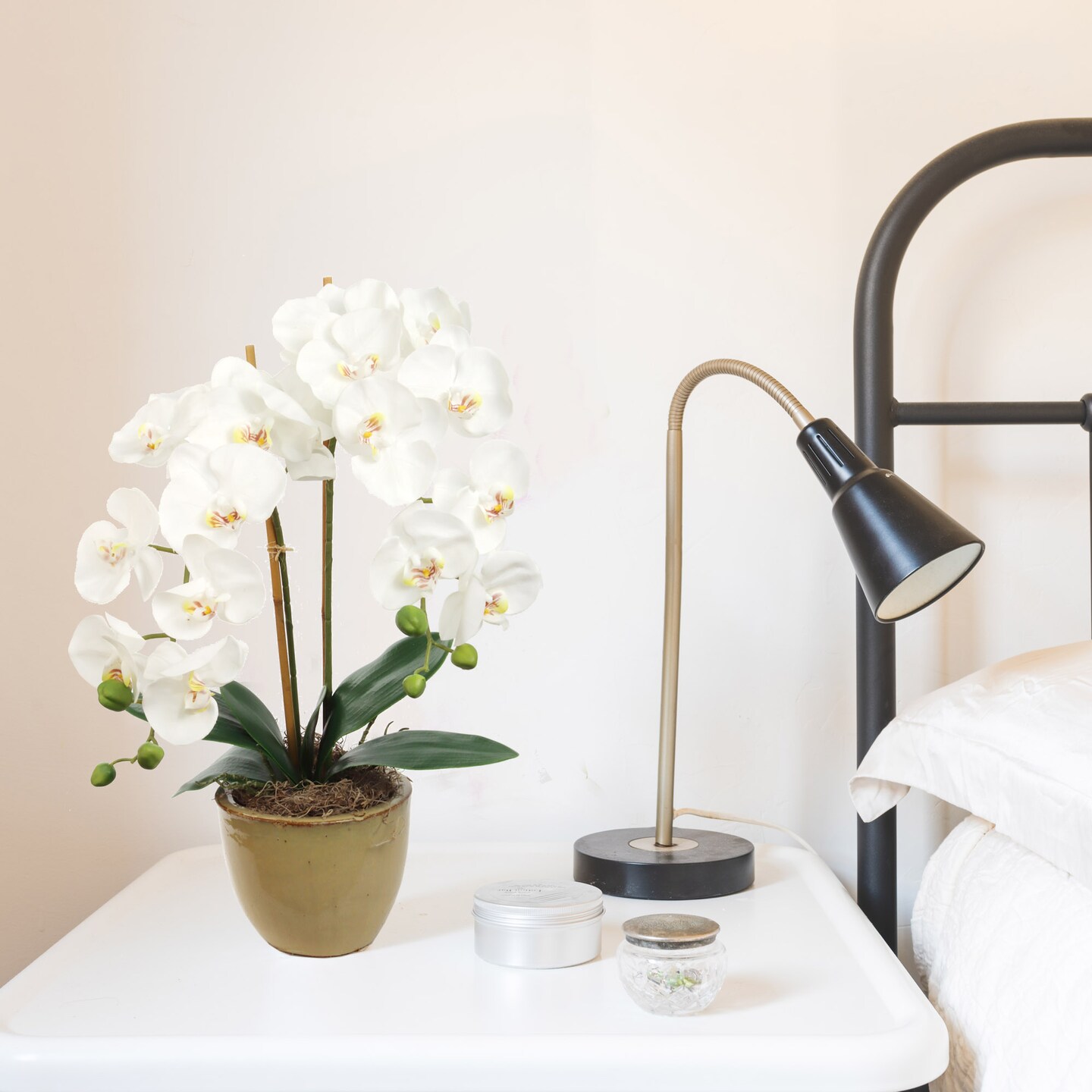 4-Pack: Real Touch White Phalaenopsis Orchid Stem, Floral Home by Artificial Flowers