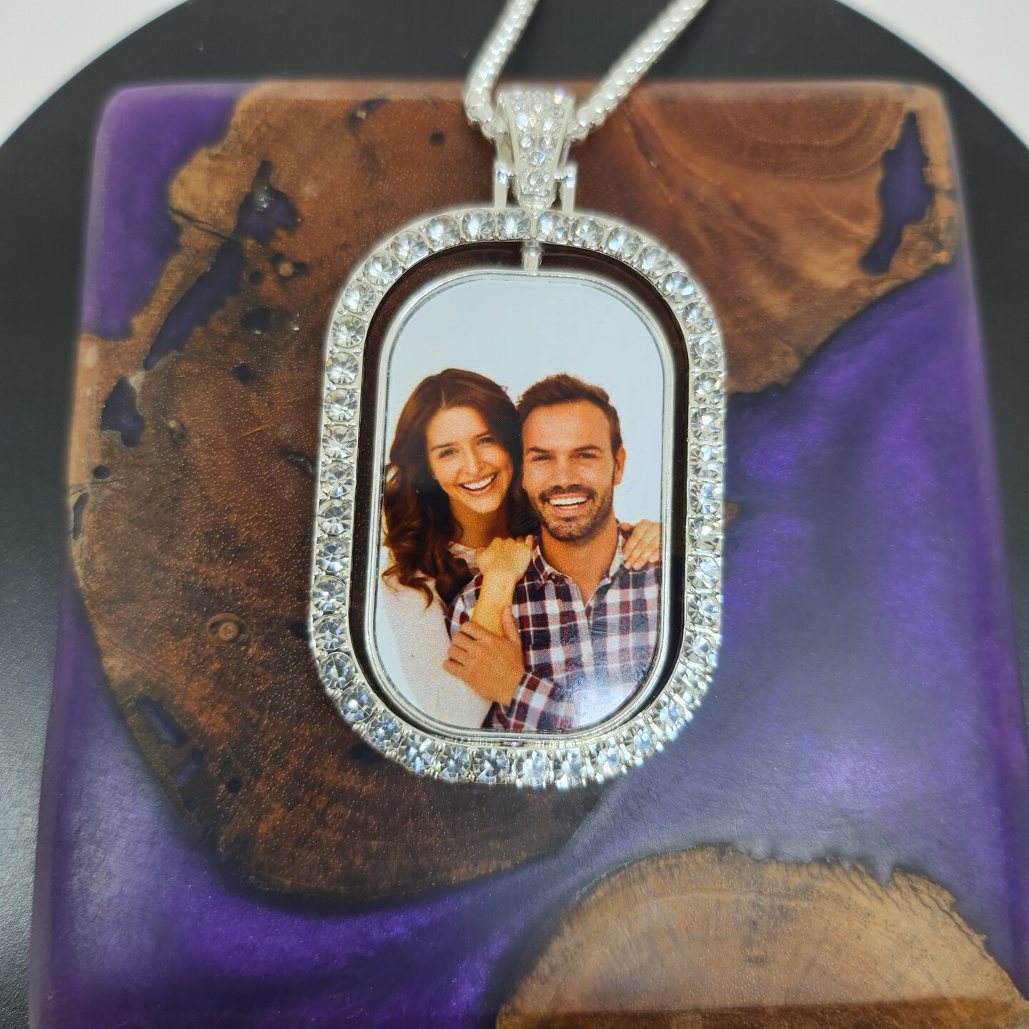 Custom made double sides photo pendant with silver chain MakerPlace by  Michaels