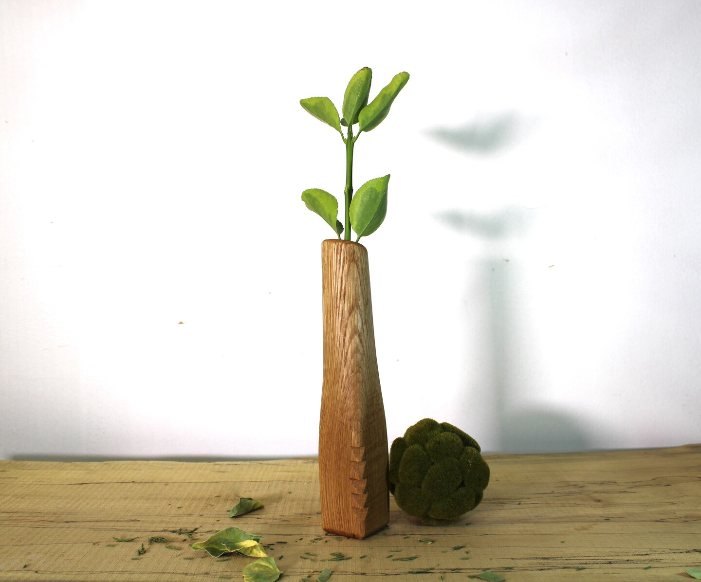 Oak Hand Carved Bud Vase, Single Stem Flower Wooden Display Vase product 3