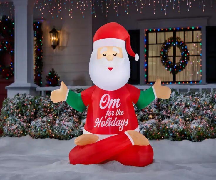 5&#x27; Gemmy Airblown Yoga Meditating Santa Claus Christmas Yard Decoration 880016