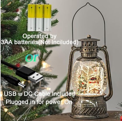 Snowball Lights Water Sparkling Snowman Christmas Tree Scene, Creative Retro Music Lanterns, Battery and USB-Powered Home Decorations, Children&#x27;s Christmas Decorations