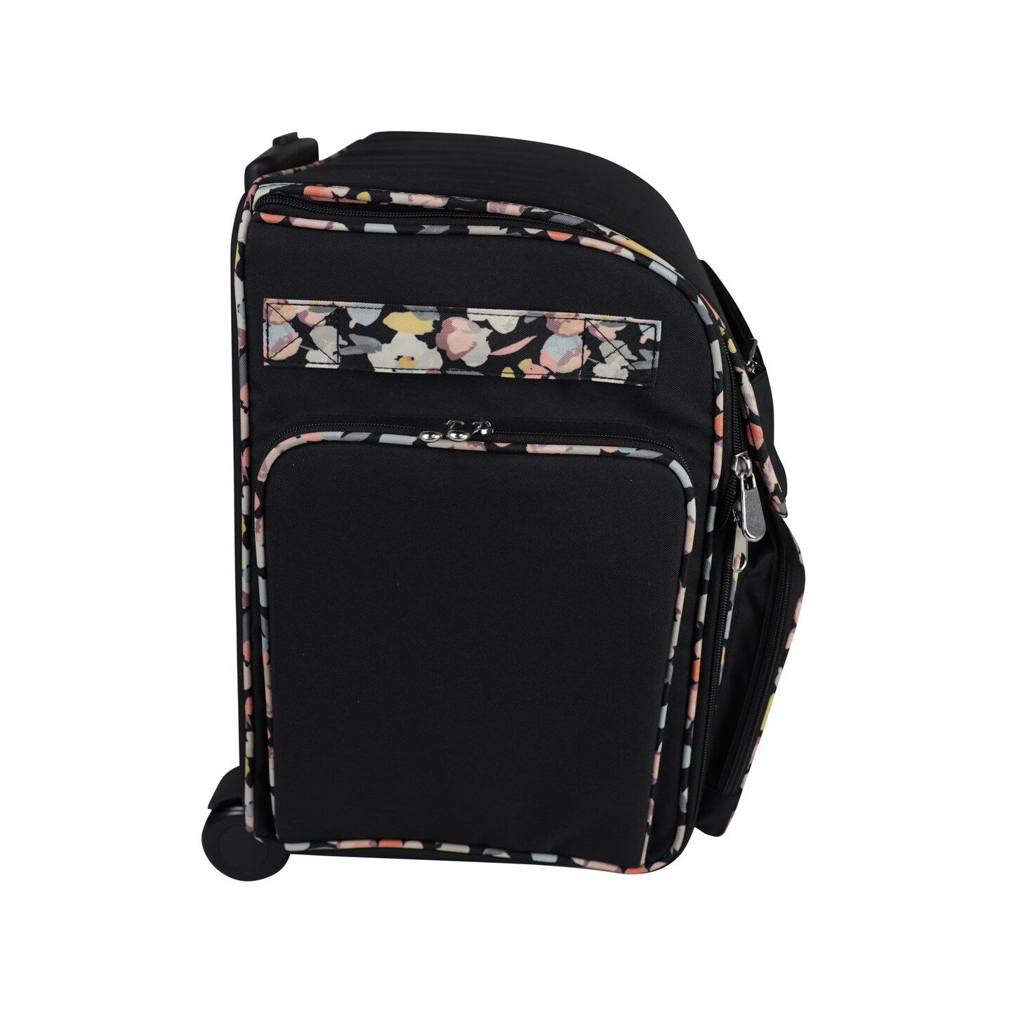 Deluxe Collapsible Rolling Scrapbook Case, Black &#x26; Floral