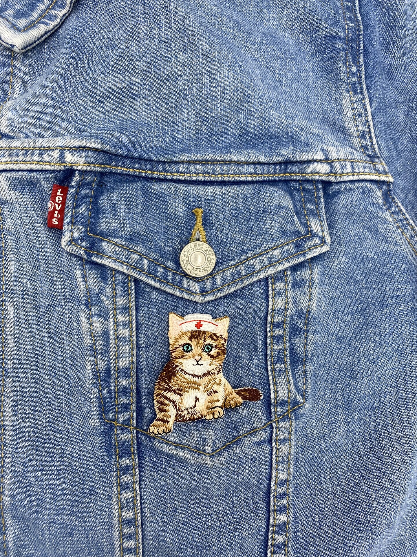 Nurse Kitty Cat, Medical, Embroidered, Iron-on Patch