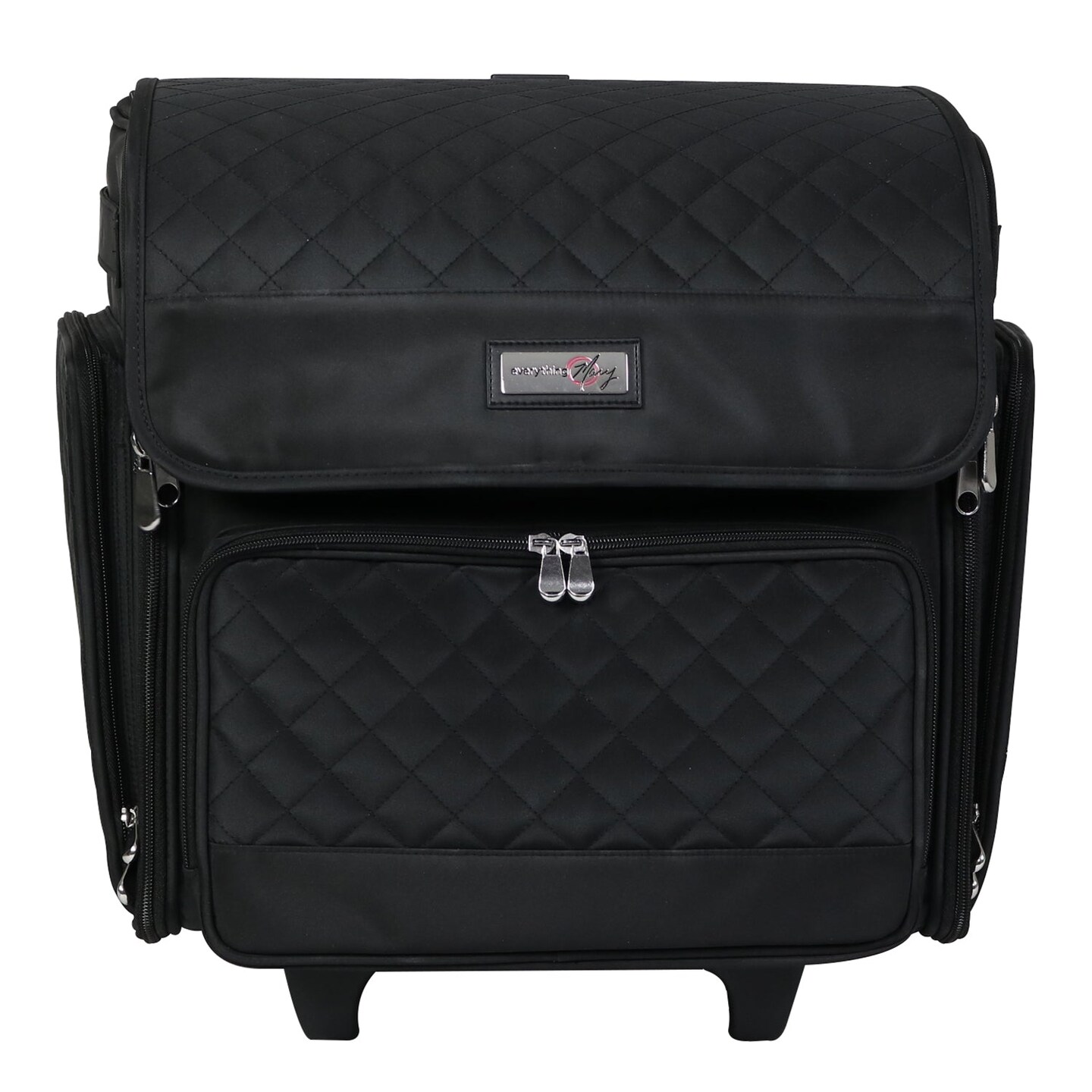Deluxe Collapsible Rolling Scrapbook Case, Black Quilted