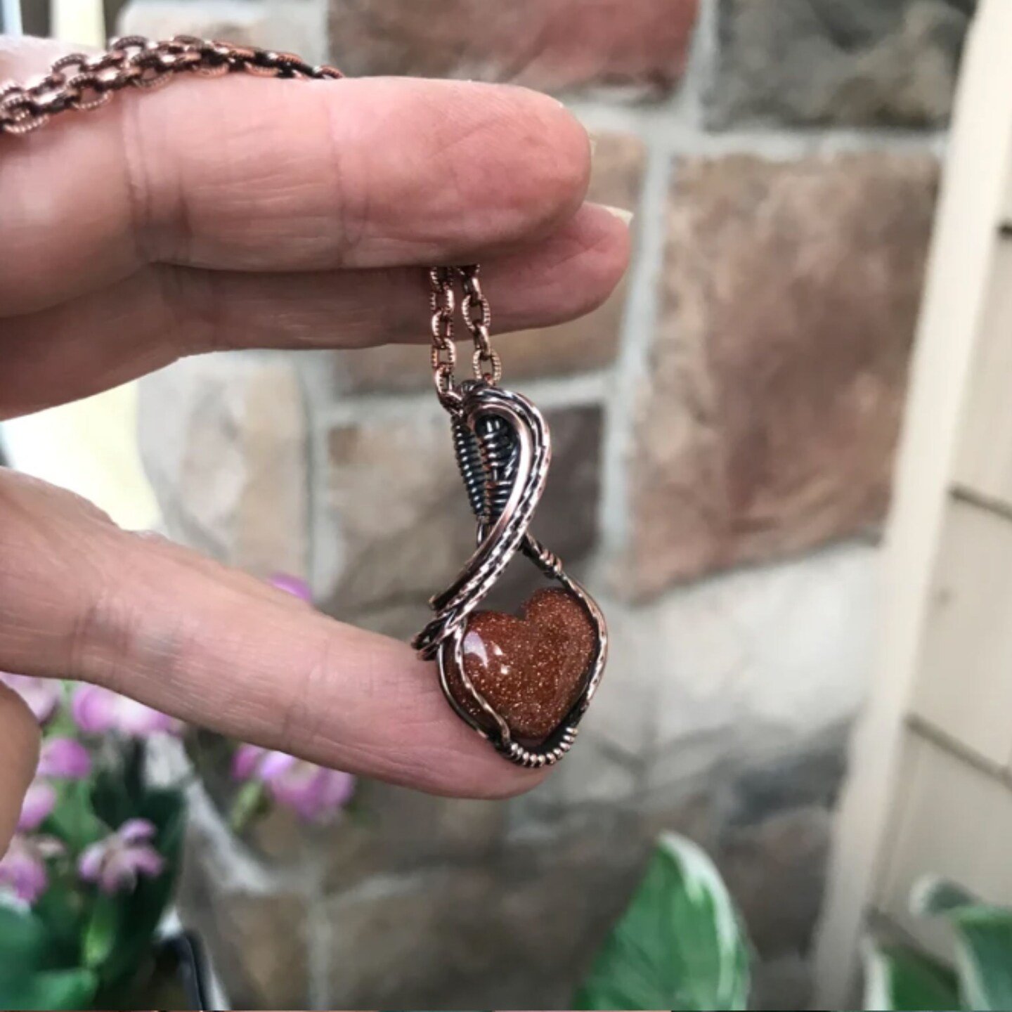 VINTAGE copper wire weaved outlets heartshaped basket