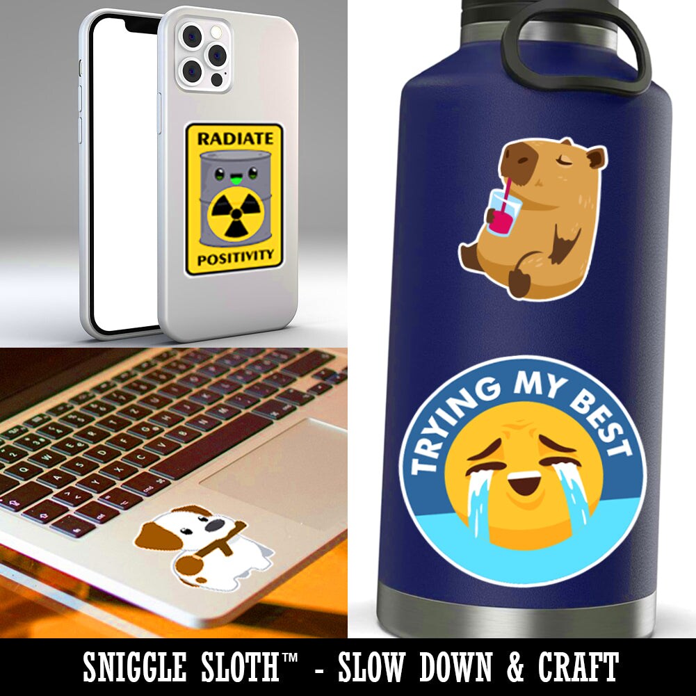 Ukulele Music Instrument Doodle Waterproof Vinyl Phone Tablet Laptop Water Bottle Sticker Set - 5 Pack