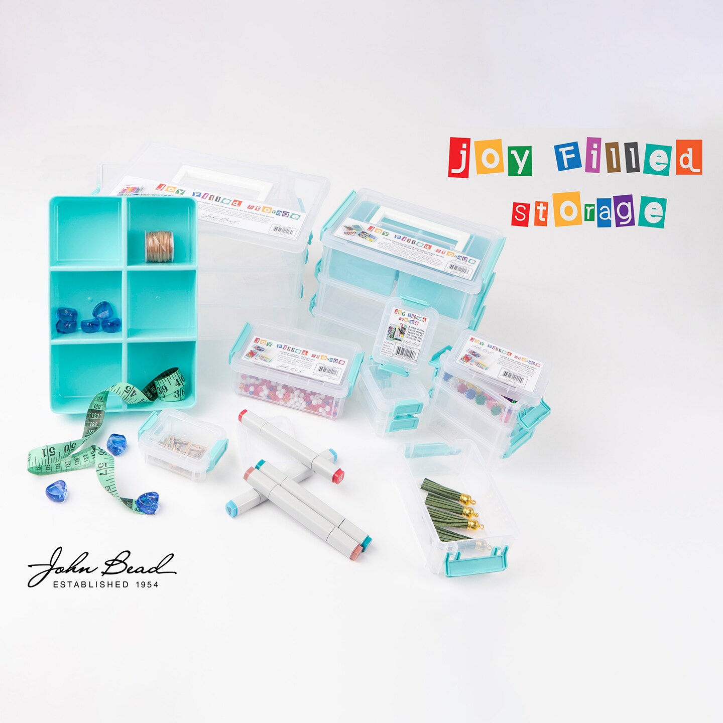 Joy Filled 8&#x22; Clear Stackable Organizer with Lids &#x26; Handle