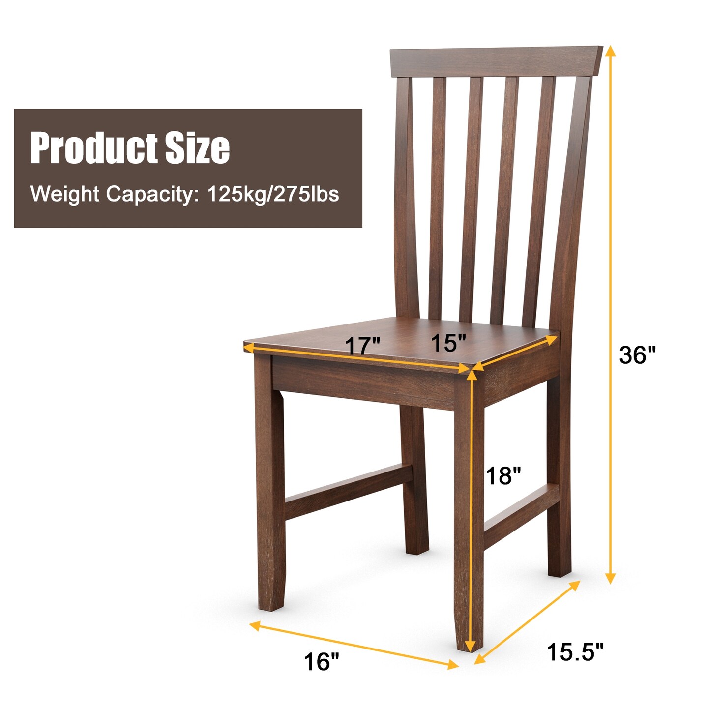 Set of 2 Dining Chair with Solid Wooden Legs