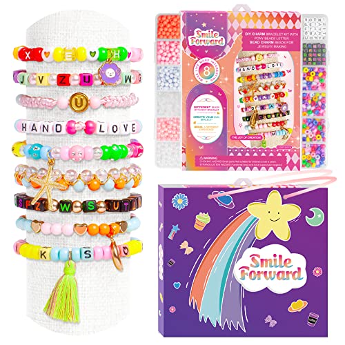 smile forward 1008pcs Pony Beads Bracelets Making Kit for Girls Jewelry  Making with Kandi Beads Polymer Clay Evil Eye Beads Letter Beads Smiley  Face Bracelets Craft Kits for Kids