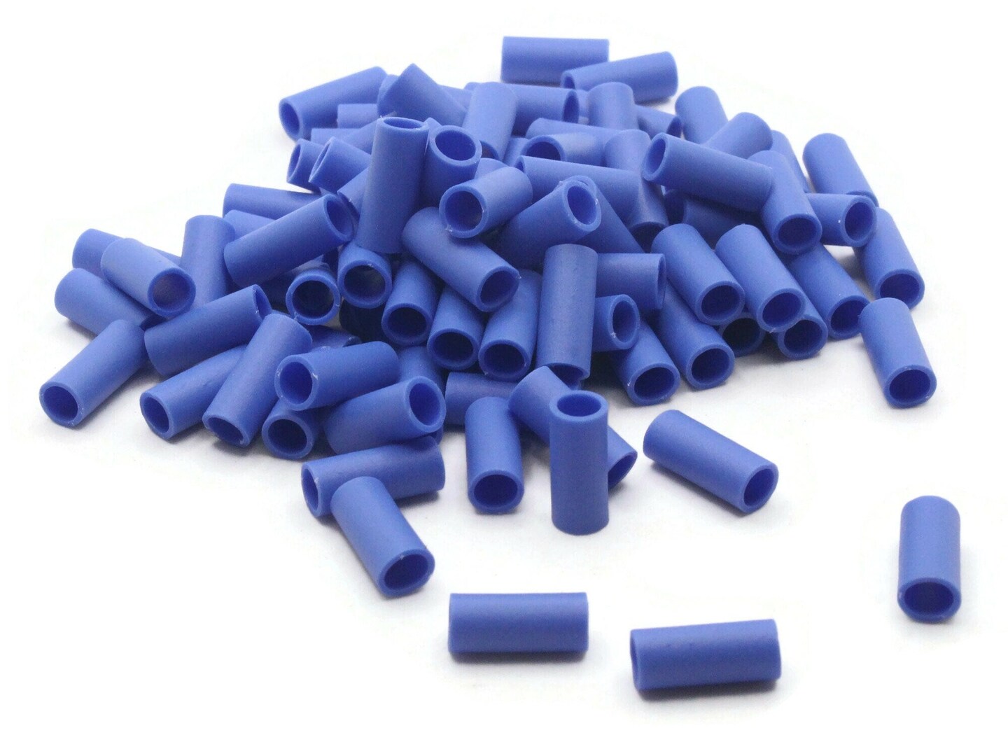 100 13mm Sky Blue Tube Plastic Straw Beads