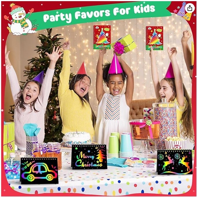 Rainbow Scratch Art Notebook 16 Pack Scratch Art in Bulk for Children's Birthday Party Favors, Girls and Boys Christmas Gifts, Toy Scratch Pads, and Classroom Prizes