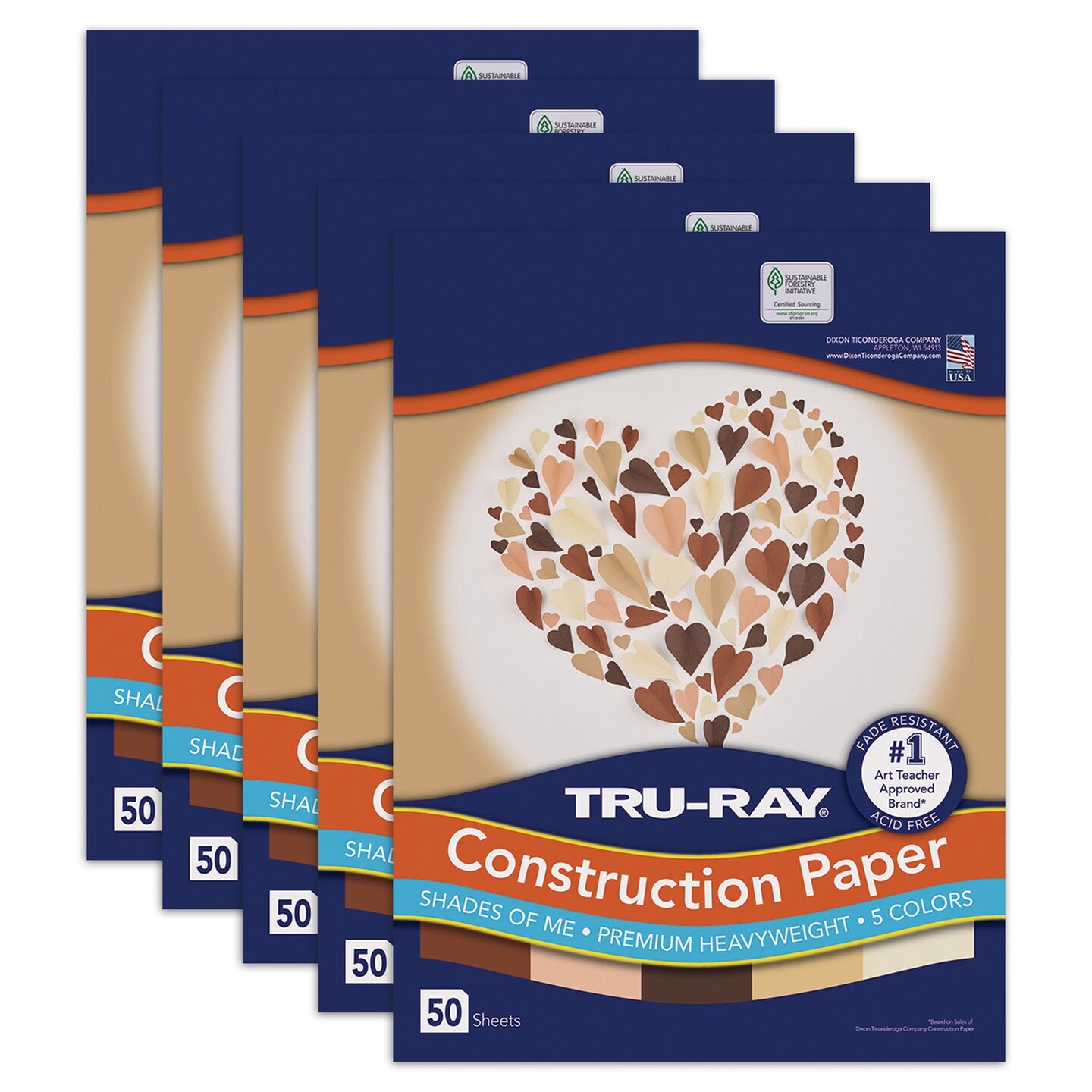 Construction Paper, Shades of Me Assortment, 9&#x22; x 12&#x22;, 50 Sheets Per Pack, 5 Packs
