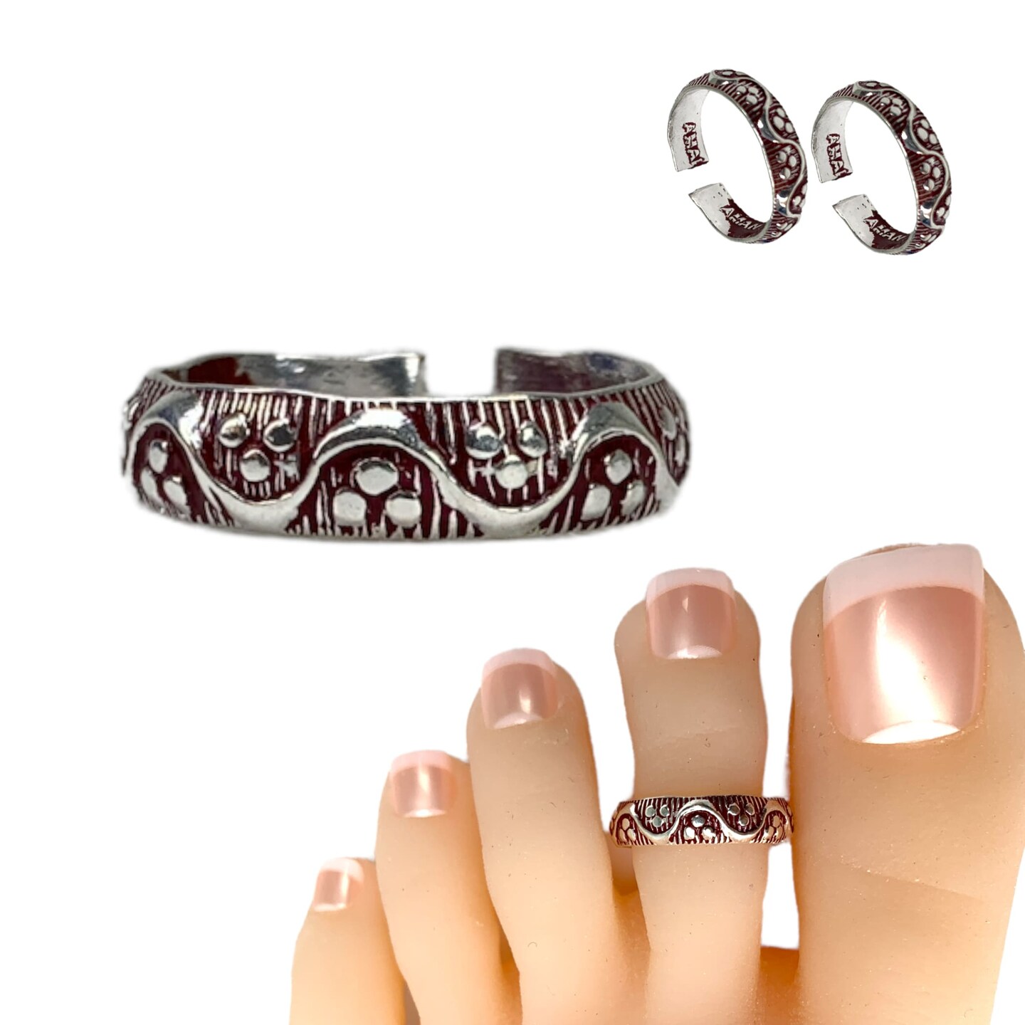 Adjustable Silver Toe Rings Pair Pinky Band Tribal Toe Rings Indian Bichiya Real Silver Feet Accessories Summer Beach Jewelry Comfort Fit Toe Rings for Women