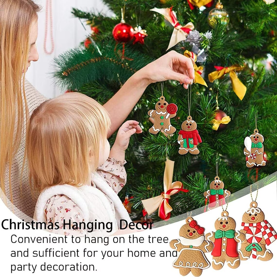 Mini Gingerbread Man Christmas Tree Decor 12 pcs