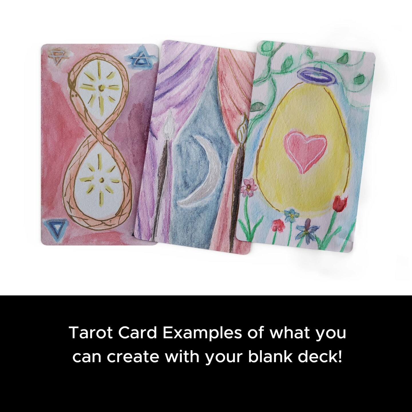 Blank Tarot Card Deck, Watercolor paper cards, 78 cards