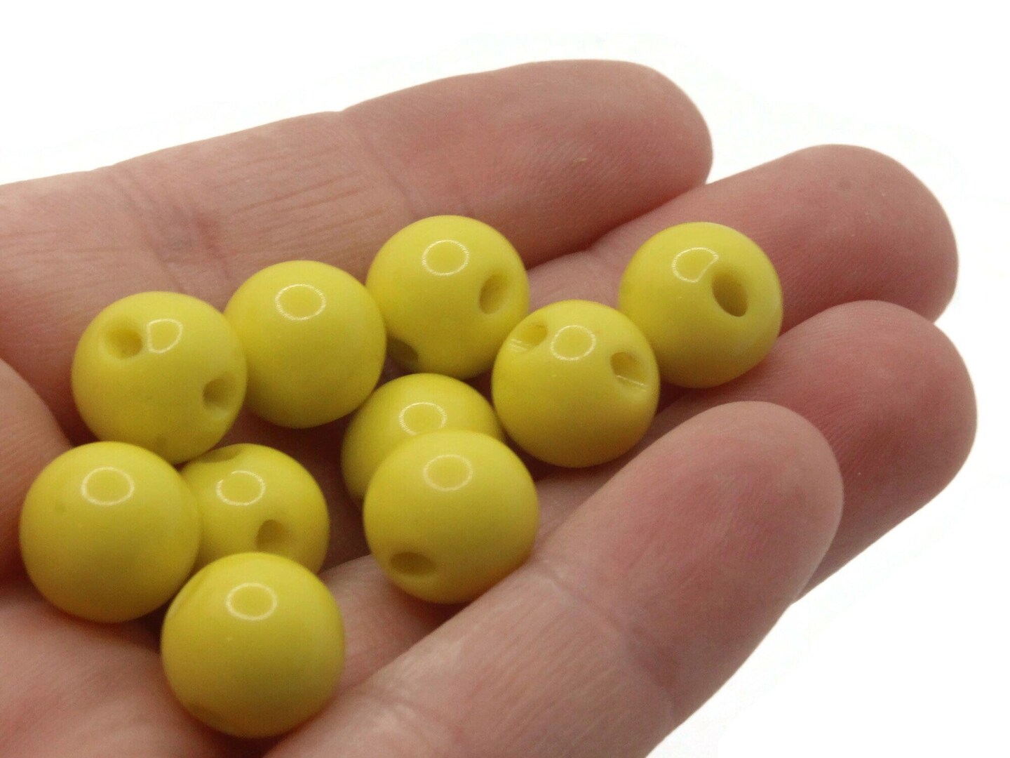 9 11mm 7/16 Inch Yellow Vintage Lucite Round Ball Buttons