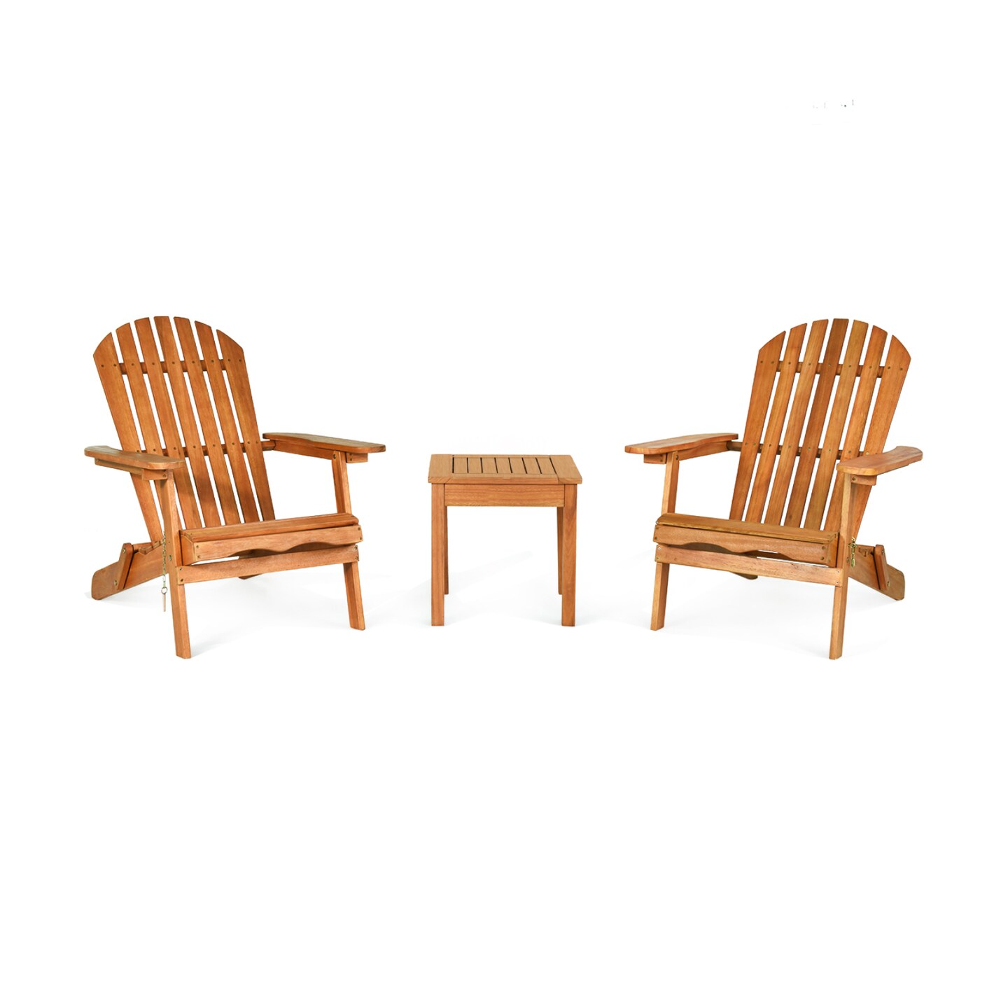 3 Pieces Fold-able Adirondack Chair Set with Widened Armrest
