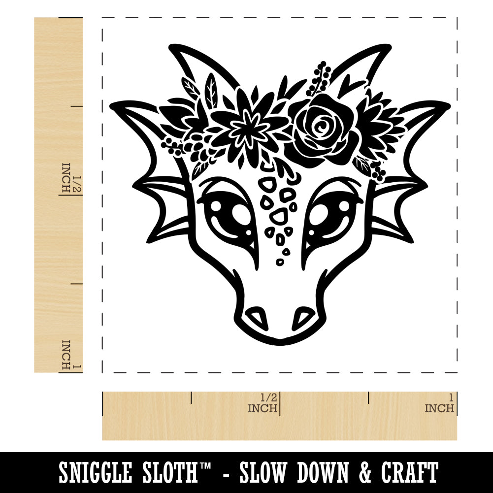 Dragon Wearing a Flower Crown Self-Inking Rubber Stamp Ink Stamper ...