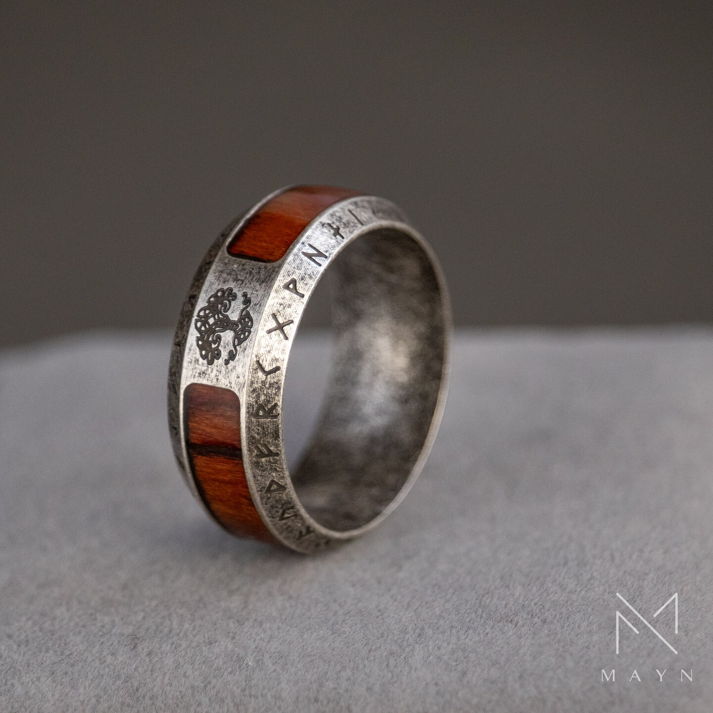 Viking Tree of life ring for men, Nordic runes and wood resin ring for him, Vintage norse ring, Male Vintage Wedding band, Gift for birthday