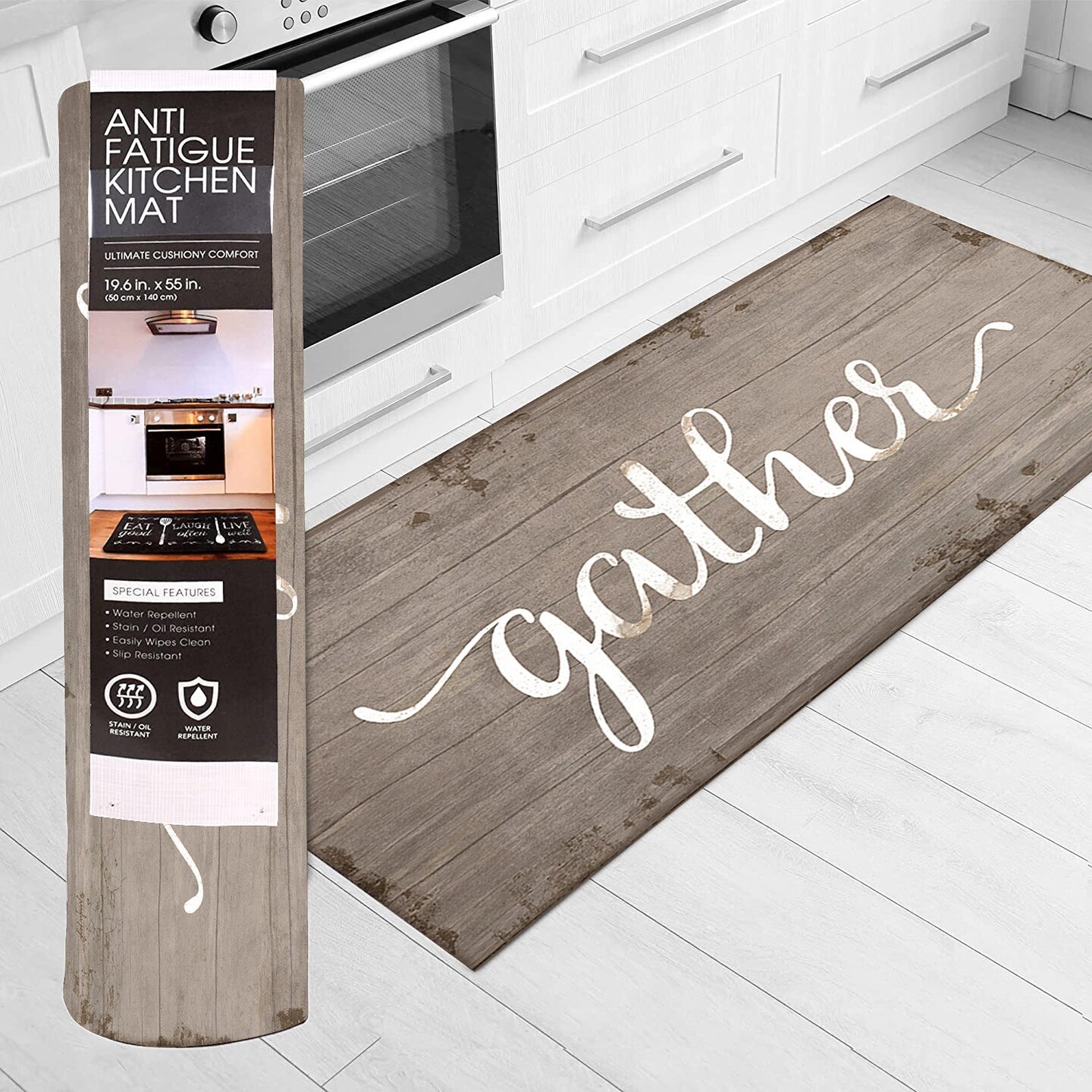 20&#x22;x55&#x22; Oversized Cushioned Anti-Fatigue Kitchen Runner Mat (Gather)