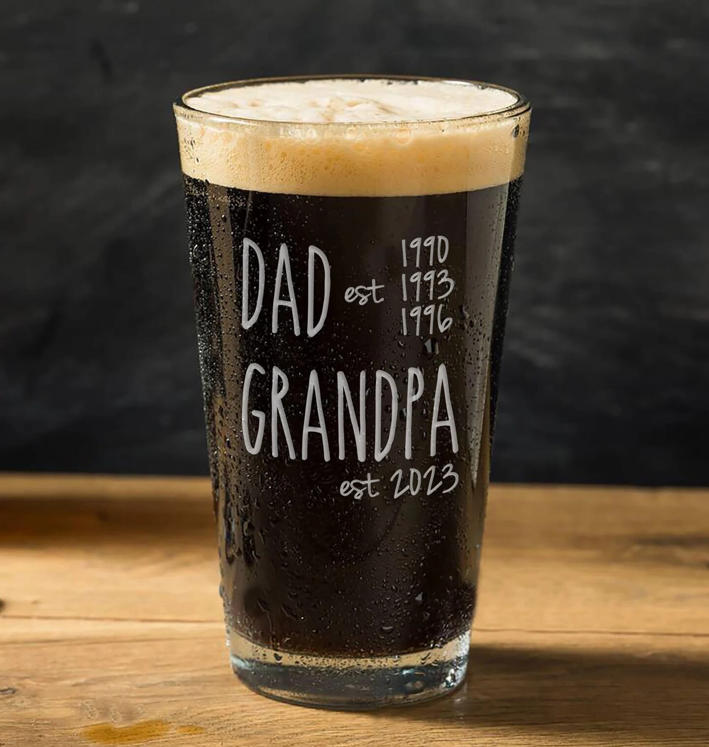 Dad Est. Grandpa Est. Pint Glass, New Grandpa Gift, First Time Grandfather, New Grandfather Gift, Grandpa Est. Father's Day gift for Grandpa