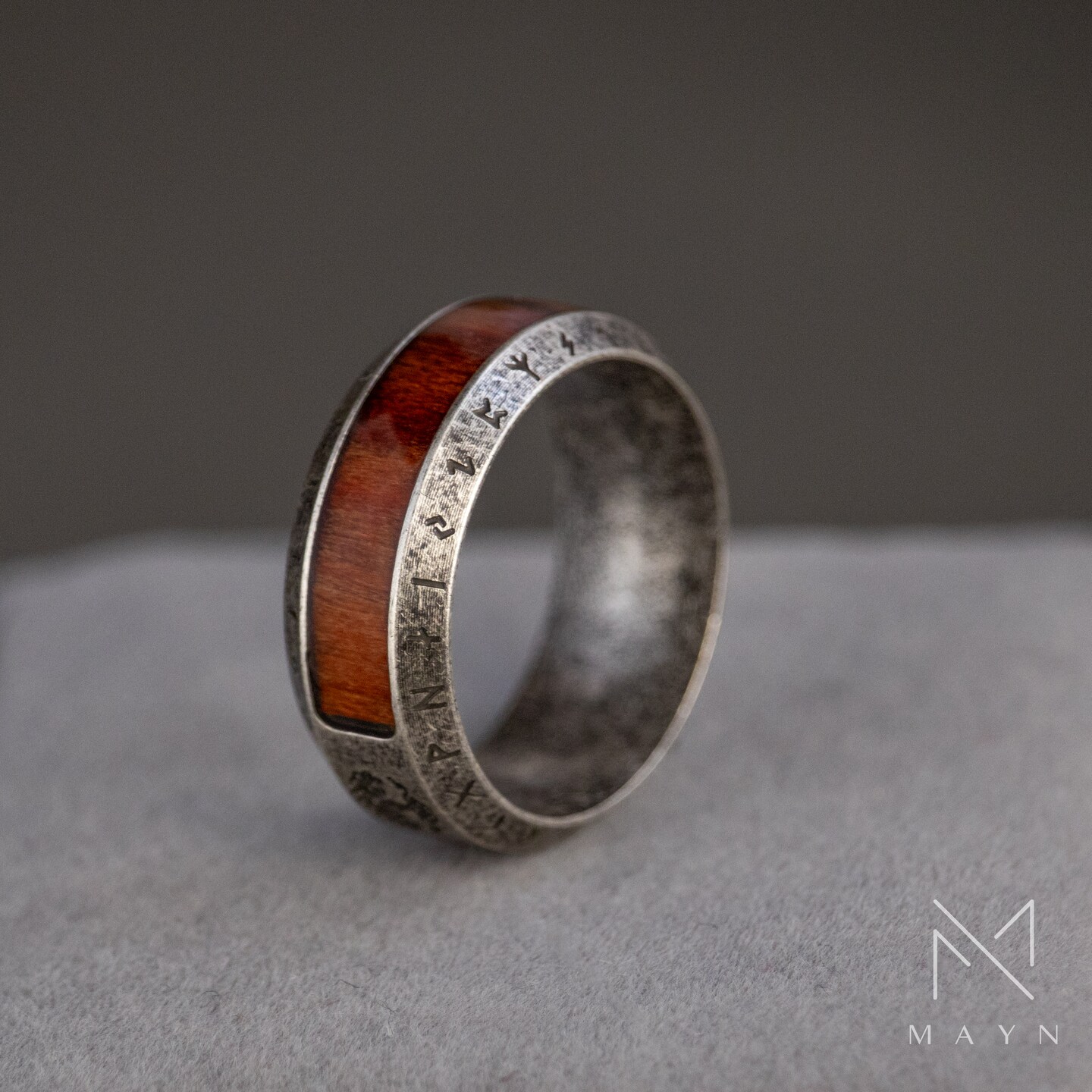 Viking Tree of life ring for men, Nordic runes and wood resin ring for him, Vintage norse ring, Male Vintage Wedding band, Gift for birthday product 6