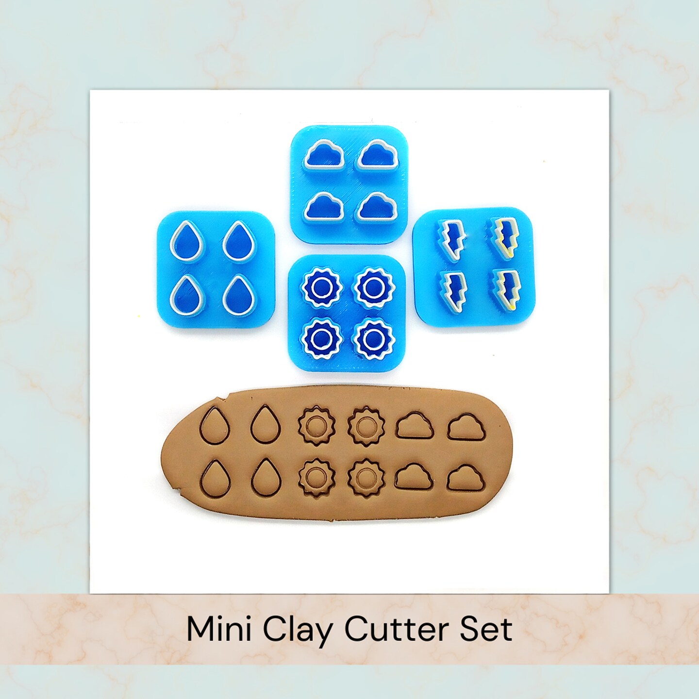Tiny Weather Clay Cutter Set, 4 pcs, Mini Cutters for Polymer Clay Studs, Adorabilities