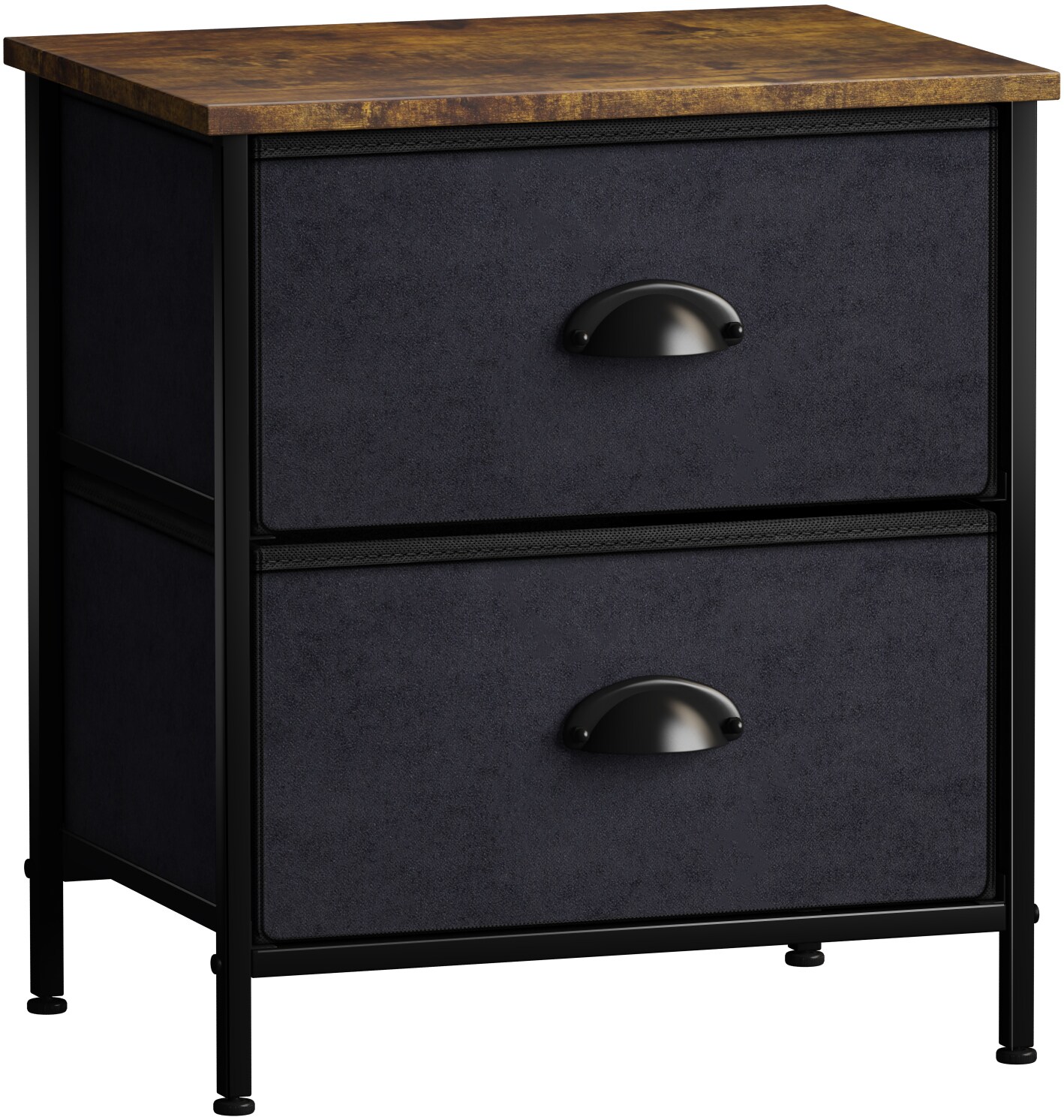 Sorbus Nightstand with 2 Drawers - Steel Frame, Wood Top &#x26; Easy Pull Fabric Bins - Great for Home, Bedroom, Office &#x26; College Dorm